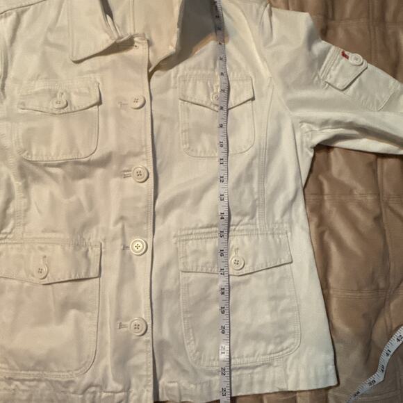 J. Crew Downtown Field Waxed Field Jacket, Cream, Size L Button Up Pockets - Picture 8 of 11